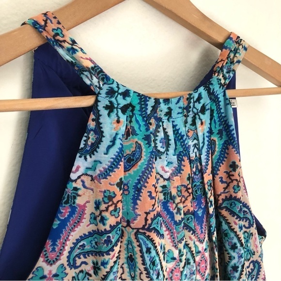 Eliza J. Chiffon Teal Multi Halter Dress - Picture 6 of 16